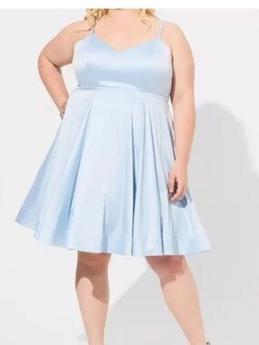 torrid Light Blue Satin Skater Dress